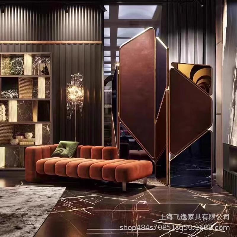 北欧轻奢丝绒布艺靠背贵妃榻后现代卧室贵妃榻懒人沙发创意床尾凳