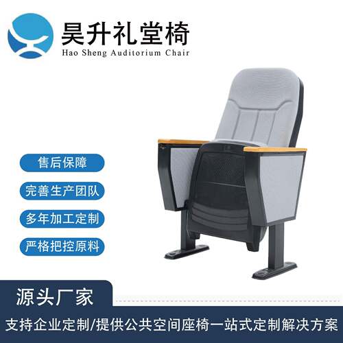礼堂椅排椅塑壳政府学校报告厅椅 Fixed Seating带写字板折叠设计