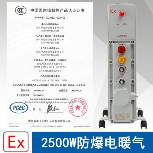 浙江中沈BDR-2500W13片电压220V防爆电暖气取暖器铝合金ExdIIBT4