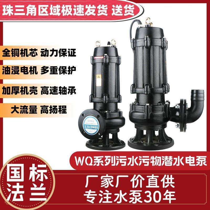 污水污物潜水电泵100WQ60-9-3KW电动排污泵化粪池河道泥浆切割泵