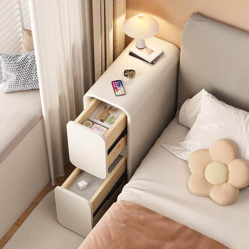 床头柜小型家用简约现代实木收纳储物柜子奶油风床边柜卧室小柜子