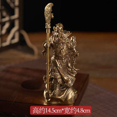 黄铜关公客厅桌面小摆件饭店餐厅开业乔迁关二爷武财神装饰工艺品