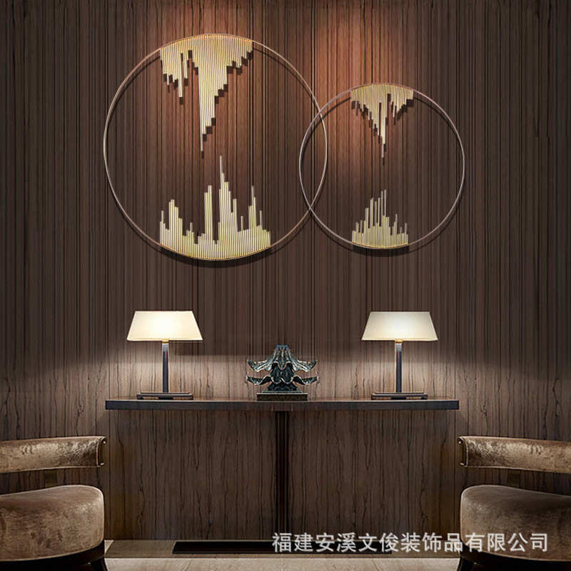 现代金色圆环墙壁挂饰 批发定制客厅书房壁饰墙面立体铁艺壁挂