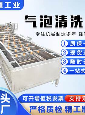 全自动蘑菇气泡清洗机红油金针菇加工设备连续式小香葱清洗设备