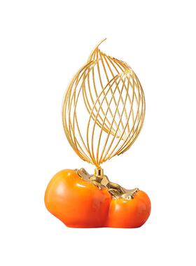 事事如意柿子摆件高档轻奢进门玄关柜家庭客厅寓意好的装饰工艺品