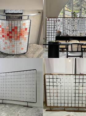 不锈钢水晶玻璃挂片屏风双面压克力隔断沙发金属背景卡座玄关过道