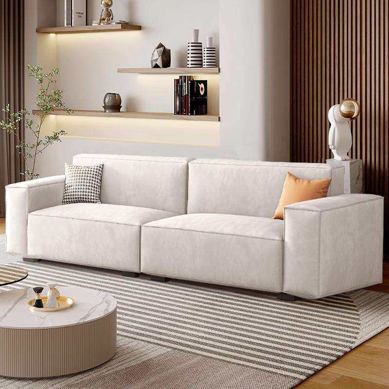 奶油风布艺沙发客厅2026新款小户型简约现代直排科技布豆腐块沙发