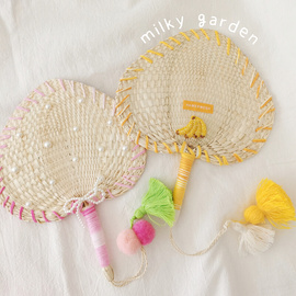 milky少女心花型串珠，挂坠扇子传统手工，编织扇麦秆亚克力珠链