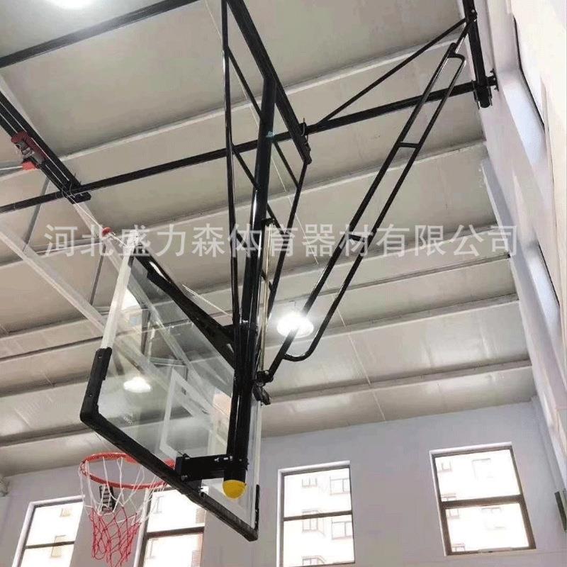 厂家供应吊顶悬空篮球架学校体育馆篮球架可升降调整高度篮球架