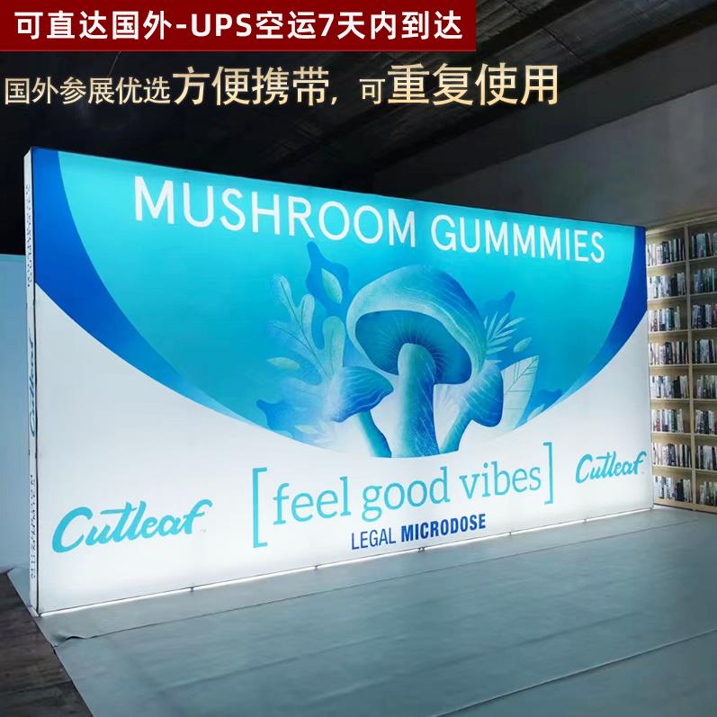 展览展会背景墙折叠LED灯箱拉网展架国外展会SEG灯箱背景快幕秀