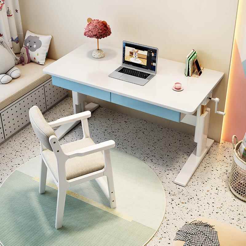 工厂儿童书桌实木学习桌简约现代手摇升降写字桌家用小学生课桌椅