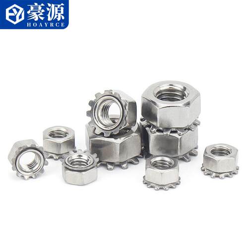 04不3锈钢带齿k型螺母多齿螺帽六角螺丝8帽K855帽M螺母M34M5M6MM1