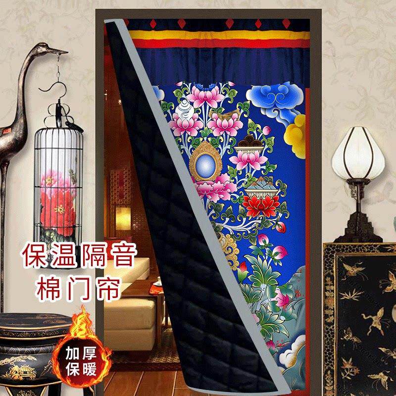 藏式加厚门帘隔断帘八吉祥唐卡复古卧室民族风冬季防寒保暖防风帘