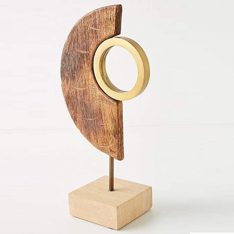 现代简约仿木质木环艺术摆件民宿客厅电视柜书房办公室工艺品摆设