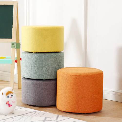 0A创意可爱布艺圆凳小凳子沙发凳矮客厅板凳软凳家用现代简约墩子