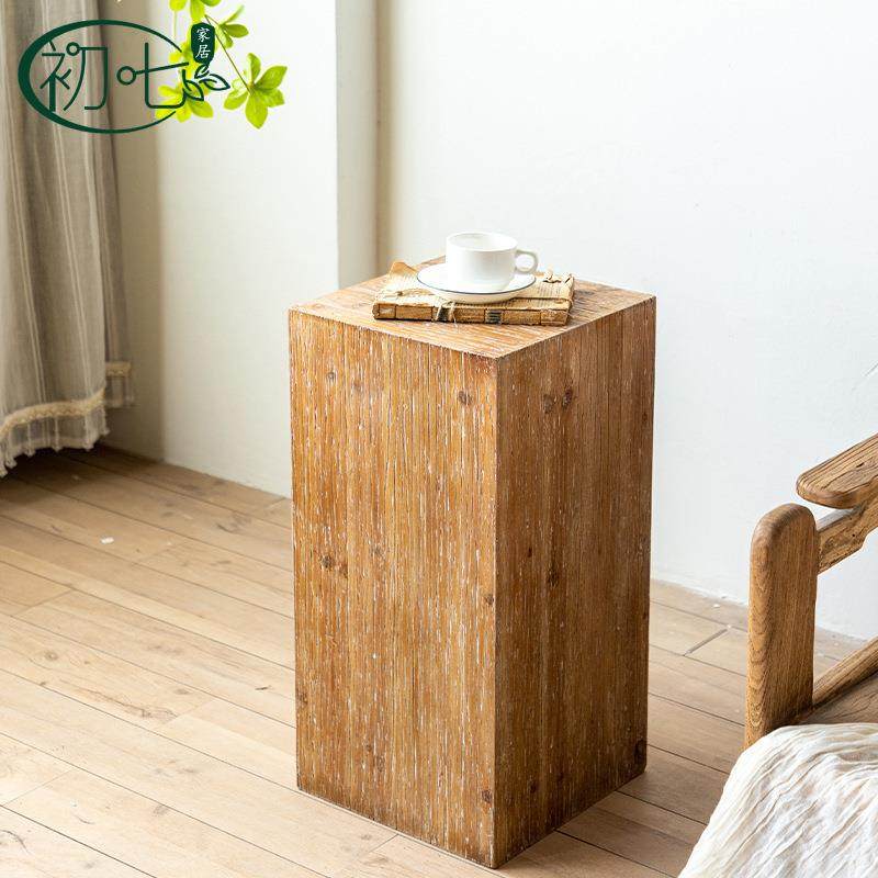 美式客厅沙发边几卧婚拍摄道具花复古做旧架室WRX床头茶庆几小方