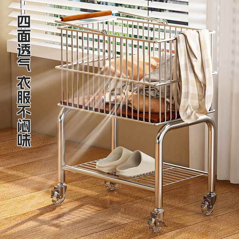 篓中服古脏衣篮衣浴室双层收纳篮卫生间移动洗衣篮脏衣推c5m3eb42