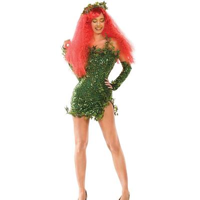 Women Green Poison Ivy Halloween Costume Sleeveless Forest L