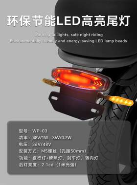 厂家电动自行车向led夜行水刹车转组合尾灯高防WP-03摩托车亮转向