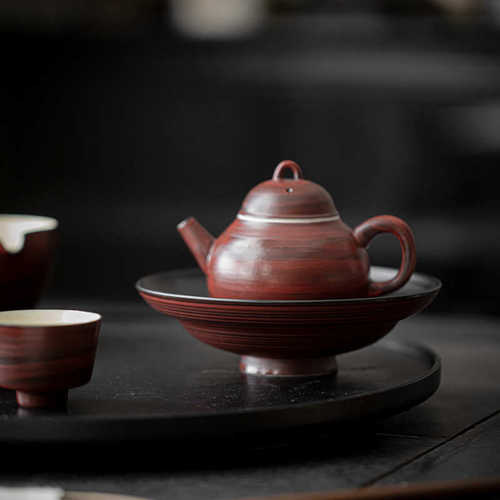 宜室茶话复古山楂红壶承干泡台家用陶瓷茶承茶台养壶托盘茶道配件
