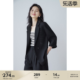 嘉茱莉2024夏季七分袖小西装外套女薄款小个子西服短裤套装