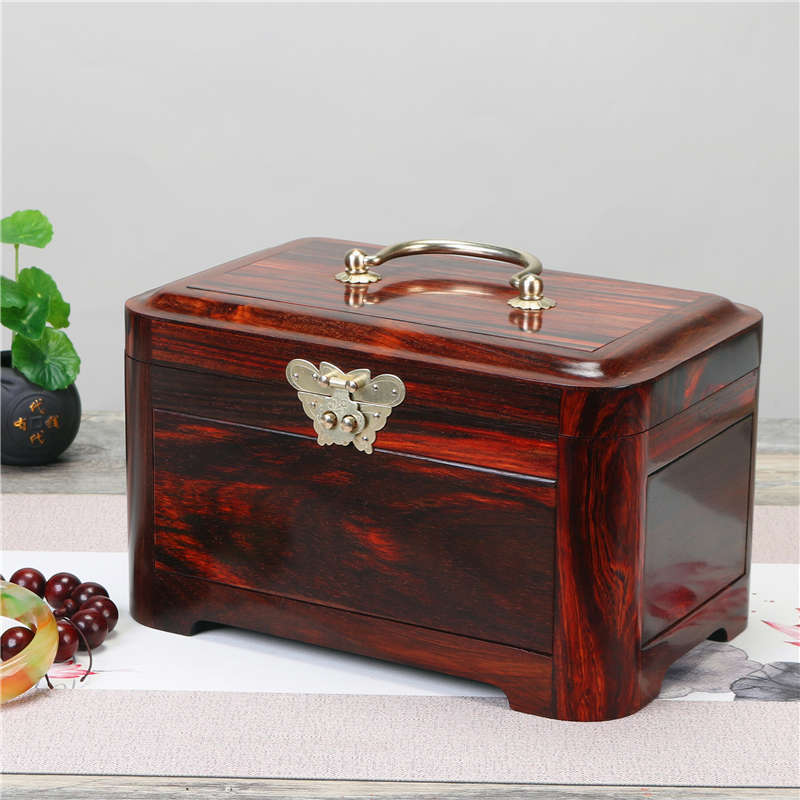 红木首饰盒实木大红酸枝高档珠宝箱中式古典手饰品收纳盒结婚嫁妆
