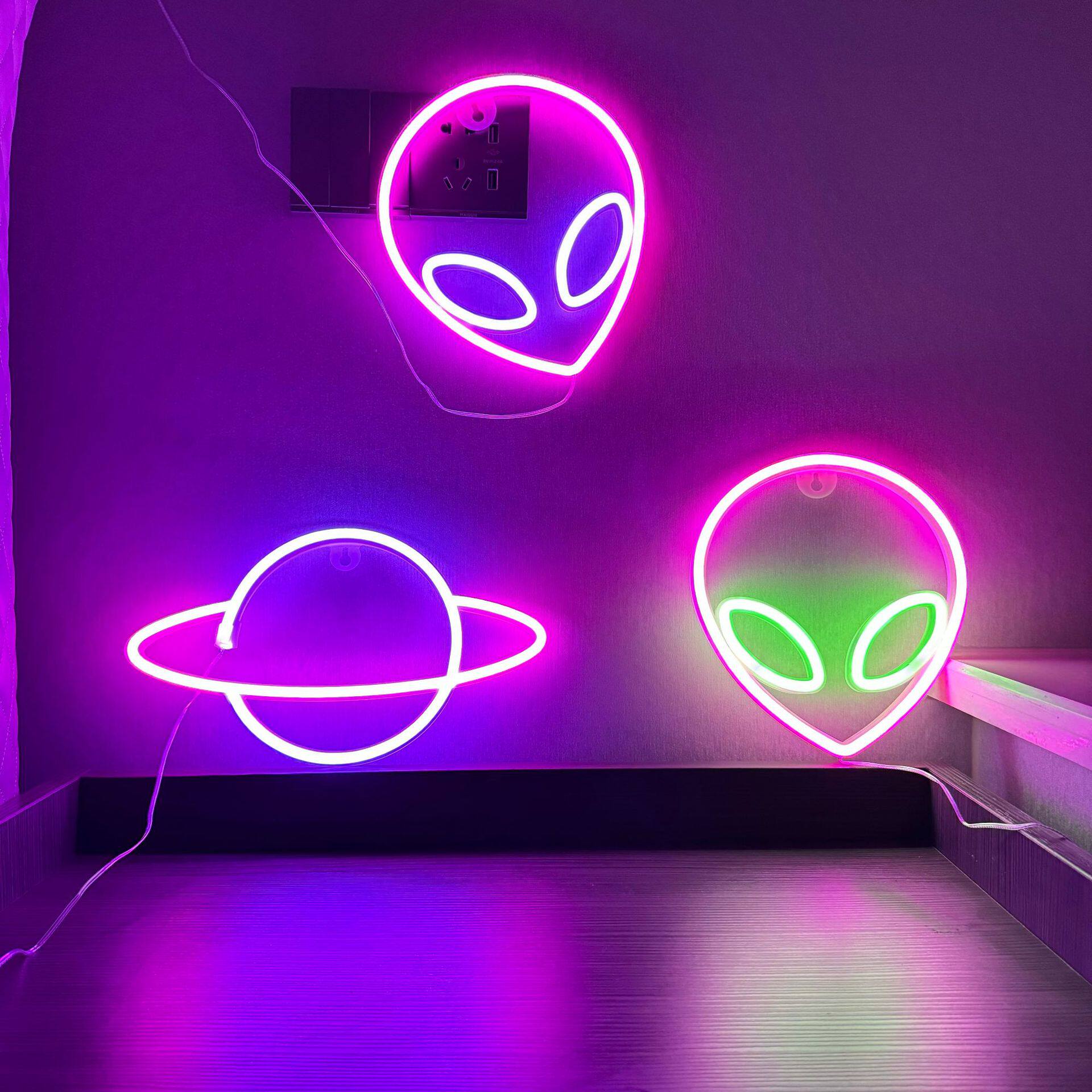 led霓虹灯星球房间游戏墙壁灯串