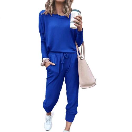 Women's pullover and drawstring high waisted pants