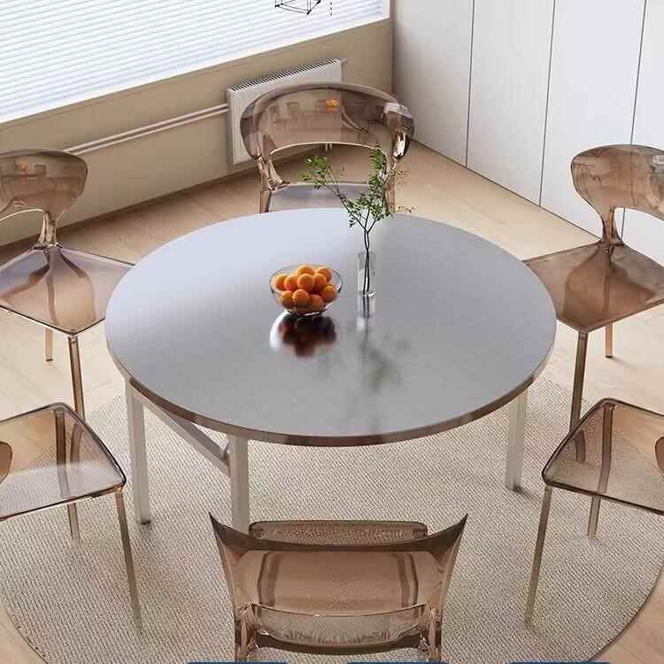 304加厚不锈钢折叠圆桌38腿折叠桌简易吃饭桌酒店简约大排档酒席