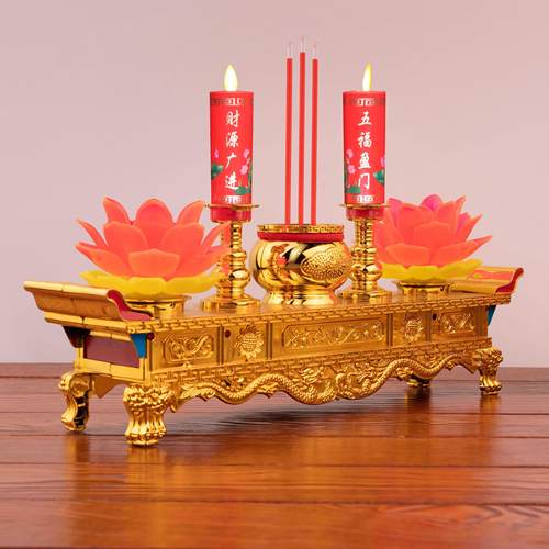LED电子蜡烛灯电香炉一体莲花灯佛供灯家用观音财神灯彷真长明灯