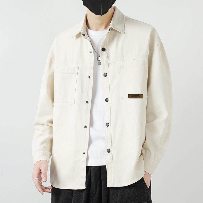 潮牌复古工装长袖衬衫男士宽松开衫百搭春秋新款休闲时尚男款衬衣