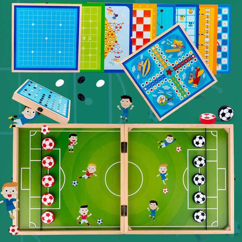 可折叠弹弹棋榉木多功能游戏棋盒亲子双人对战桌游对战玩具弹射棋