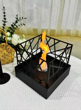 新款桌精火04炉户观装饰品面壁炉灯便外携式无烟取暖火酒盆厂家真