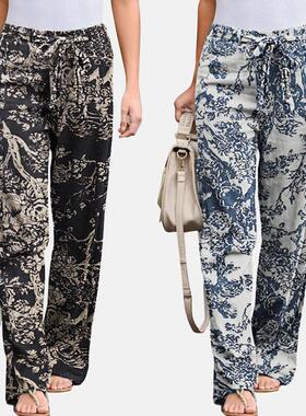 Cotton Linen Casual Comfortable Elastic Waist Women