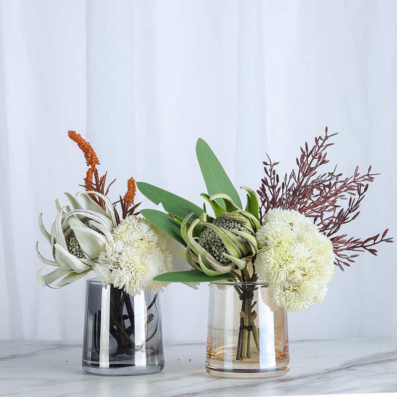 现代轻奢仿真花艺客厅摆件样板间茶几桌面摆花洽谈桌前台绿植盆景