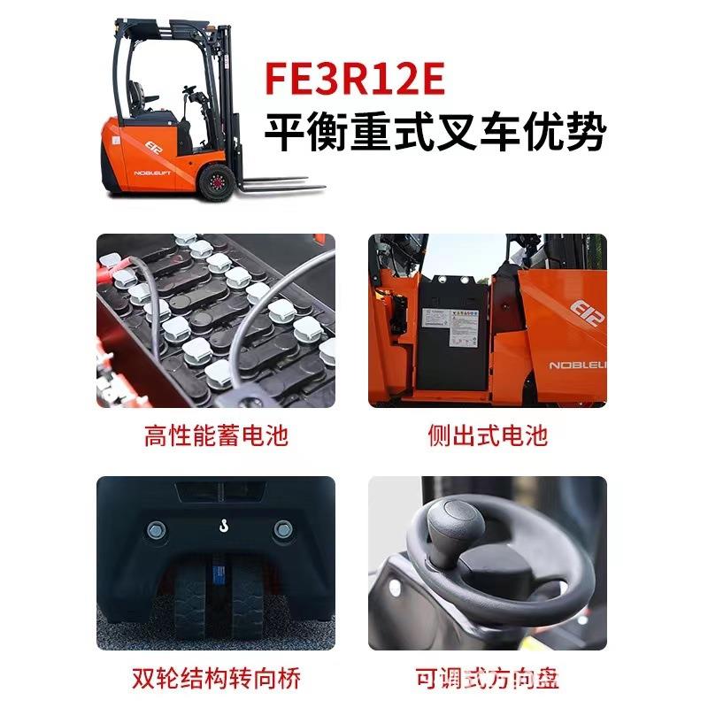 诺力电动座驾CJJ式充电四轮平衡重叉车小型全自叉动三点支车无支