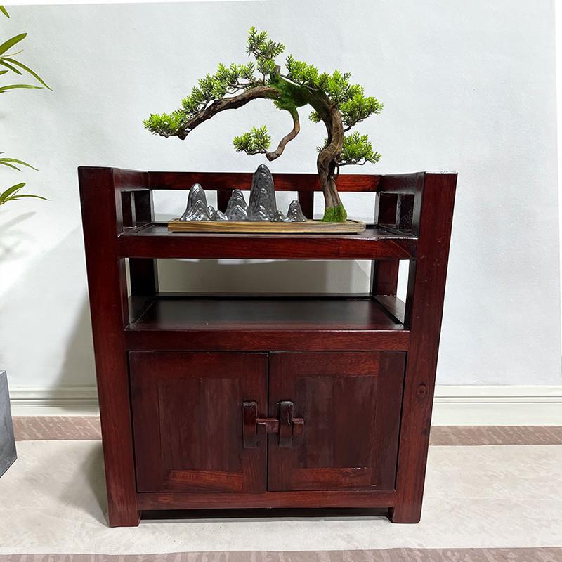 实木茶水柜客厅家用靠墙茶叶柜老船木置物架办公室边柜中式边几