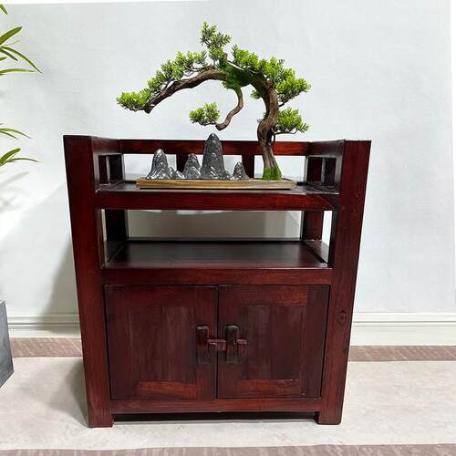 需定制实木茶水柜客厅家用靠墙茶叶柜老船木置物架办公室边柜中式