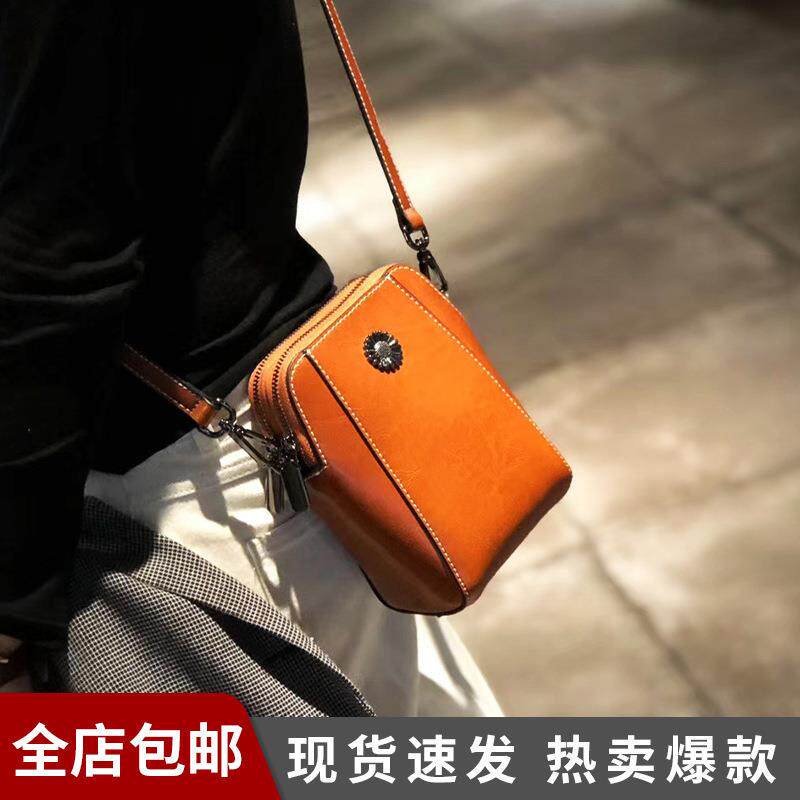手机包女2025新款夏季简约真皮单肩斜挎多隔层轻便高级感迷你小包