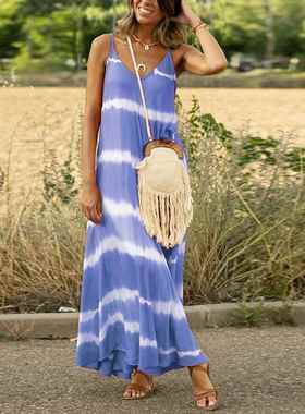 Suspender Skirt Striped Plus Size Long Skirt Loose Womens