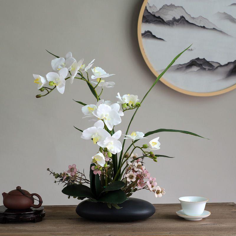 仿真花高级仿真鲜花手感蝴蝶兰盆景盆栽花艺插花桌面装饰花艺摆件