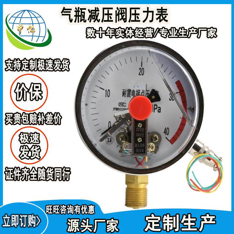316高压双表氮气减压器稳压调压阀氮气瓶减压阀压力表