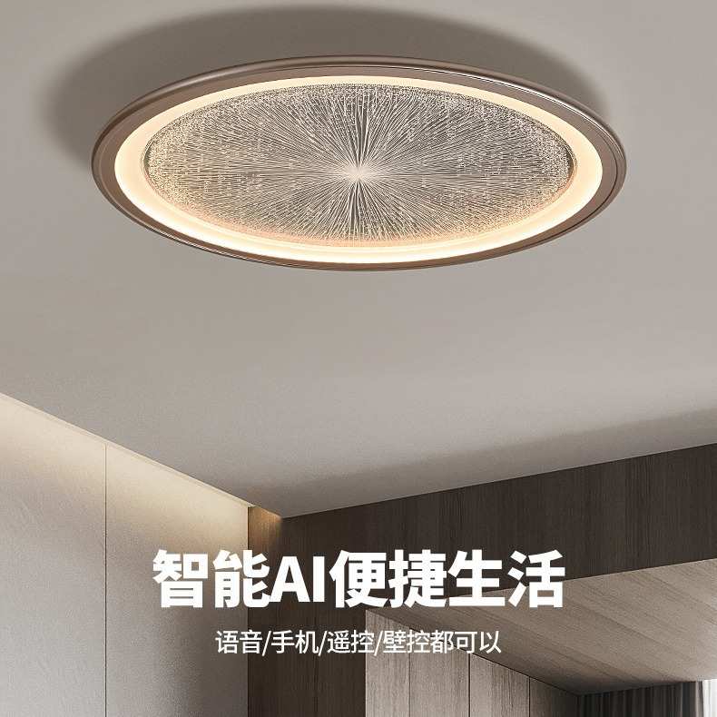 卧室吸顶灯现代简约轻奢高级感圆形超薄智能房间灯LED书房灯阳台