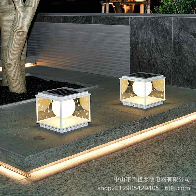 2023年太阳能柱头灯星空别墅大门柱子灯室外防水家用围墙户外院灯