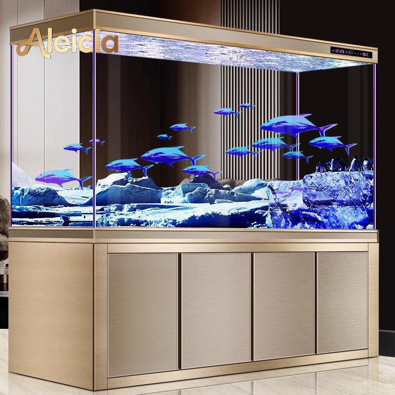 阿莱西亚龙鱼缸超白玻璃中型和大型生态无更换水族馆懒底过滤柜客