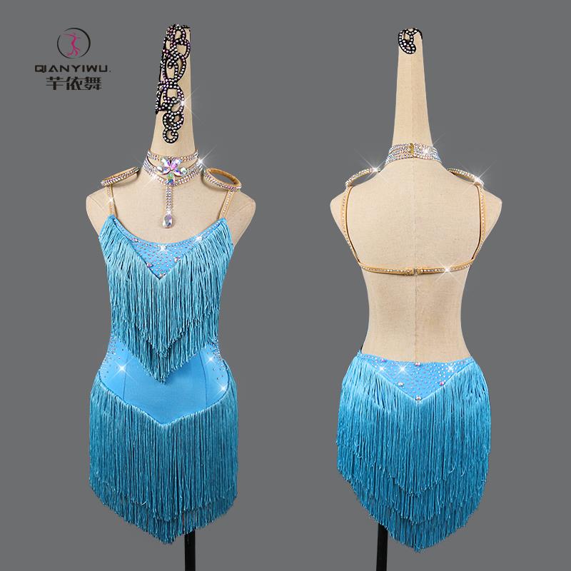 正品o2025新款拉丁舞比赛表演出服性感吊露背钻显瘦sol舞女台流苏