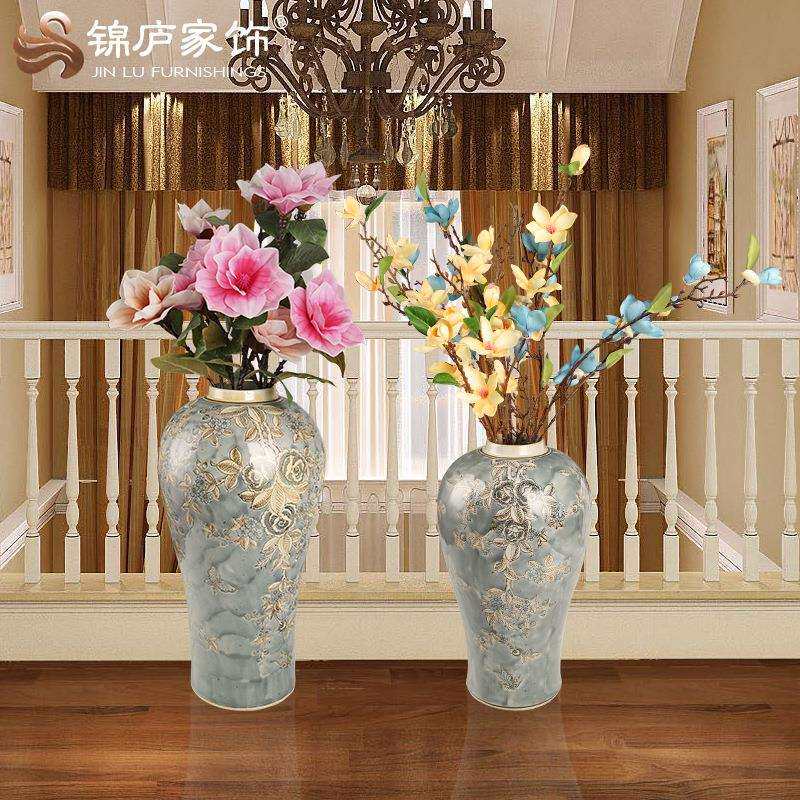 欧式陶瓷花瓶客厅瓷器花插摆件现代家居时尚装饰品电视柜旁边摆设