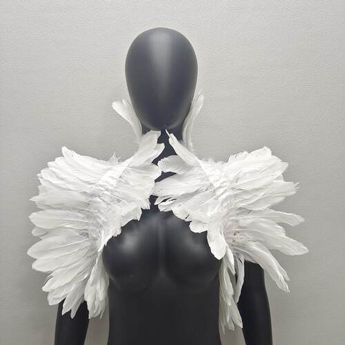 White Feather Shawl Cloak Watch Fashion Show Dance Party