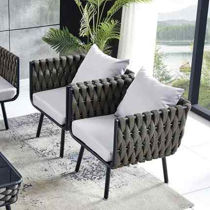 庭院三件套藤椅合组户鸣祥-60外藤编发绳家具单人休沙闲沙编发别