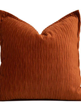 橙色立体褶皱沙发样板间靠枕软装设计酒店民宿创意抱枕床头方枕套